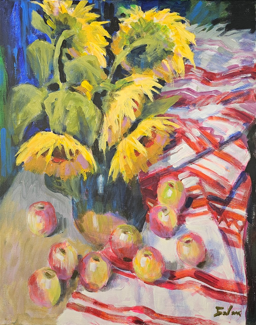 Acrylic still life sunflower Vyacheslav Petrovich Babac (1 of 9)