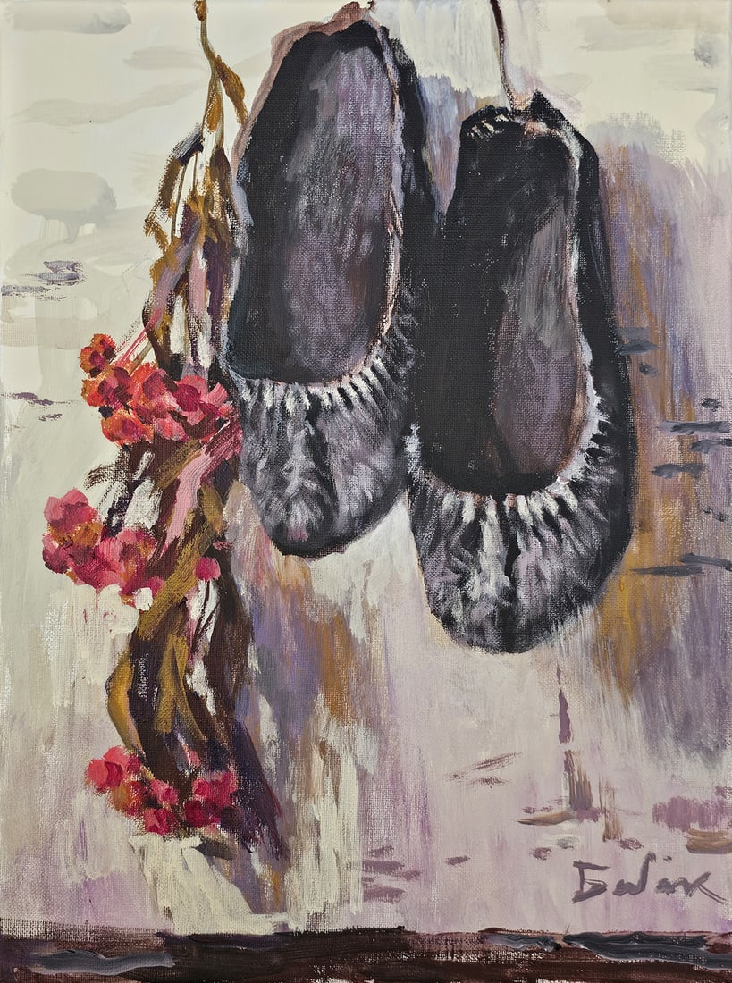 Acrylic still life shoes Vyacheslav Petrovich Babac