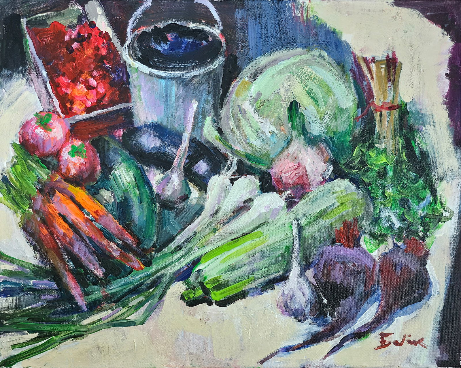 Acrylic still life vegetables Vyacheslav Petrovich Babac (1 of 9)