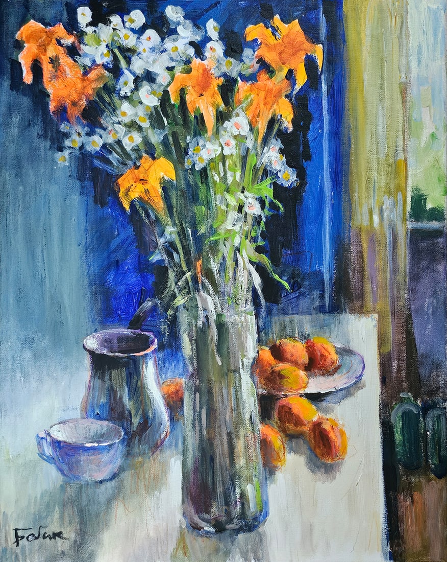 Acrylic still life flowers Vyacheslav Petrovich Babac (1 of 9)