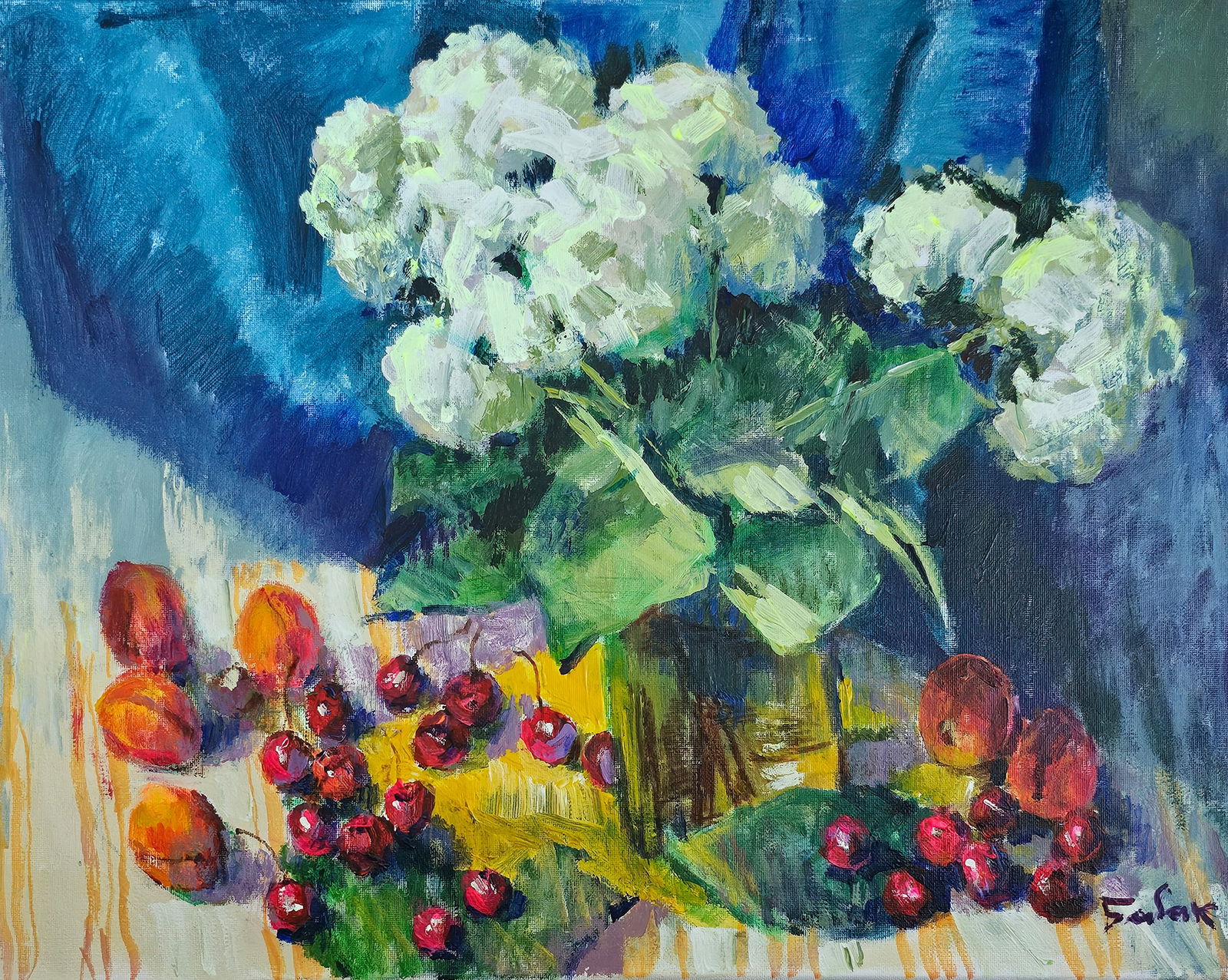 Acrylic still life hydrangea Vyacheslav Petrovich Babac (1 of 9)