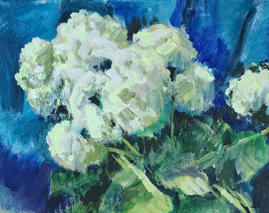Acrylic still life hydrangea Vyacheslav Petrovich Babac - 3