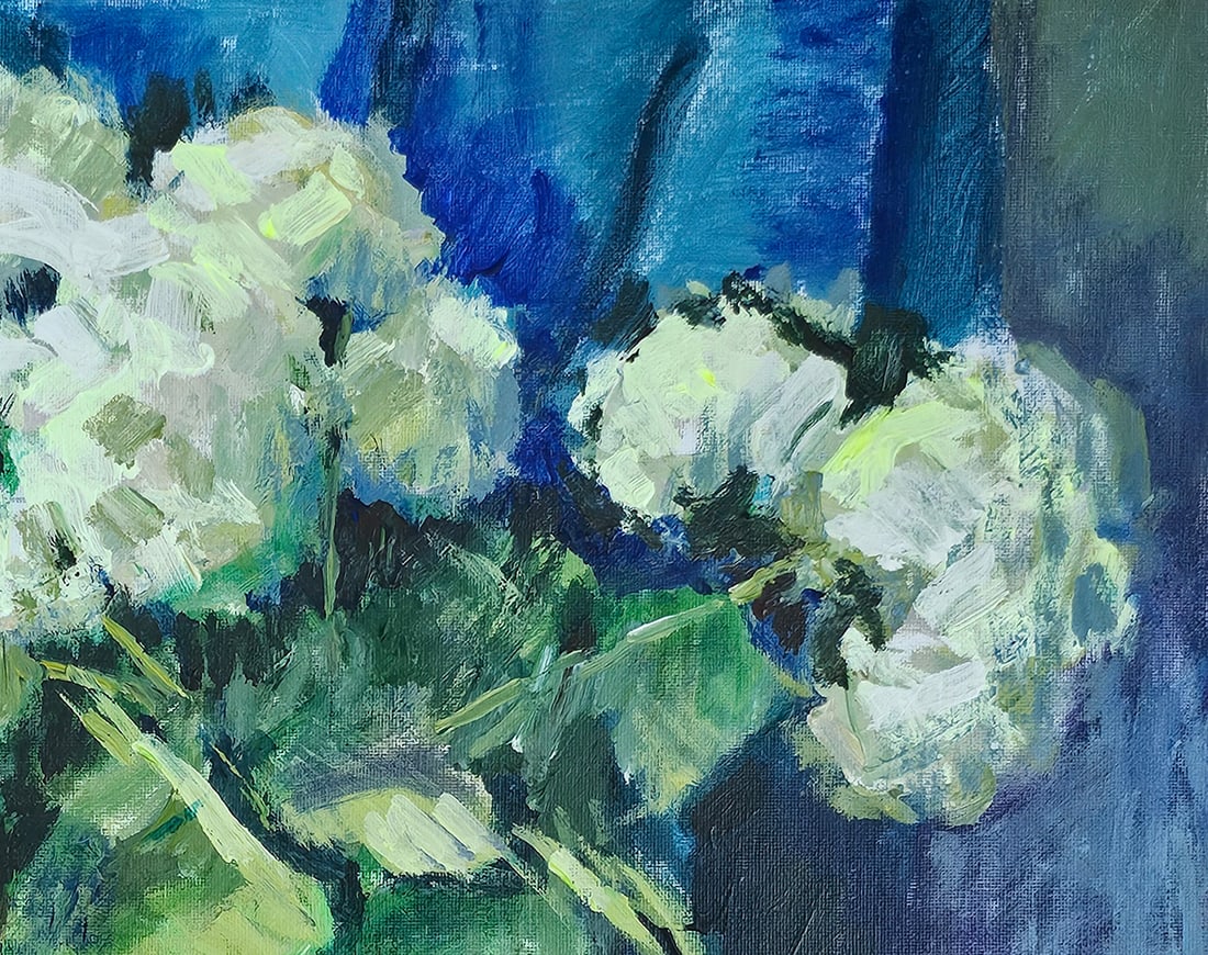 Acrylic still life hydrangea Vyacheslav Petrovich Babac - 4