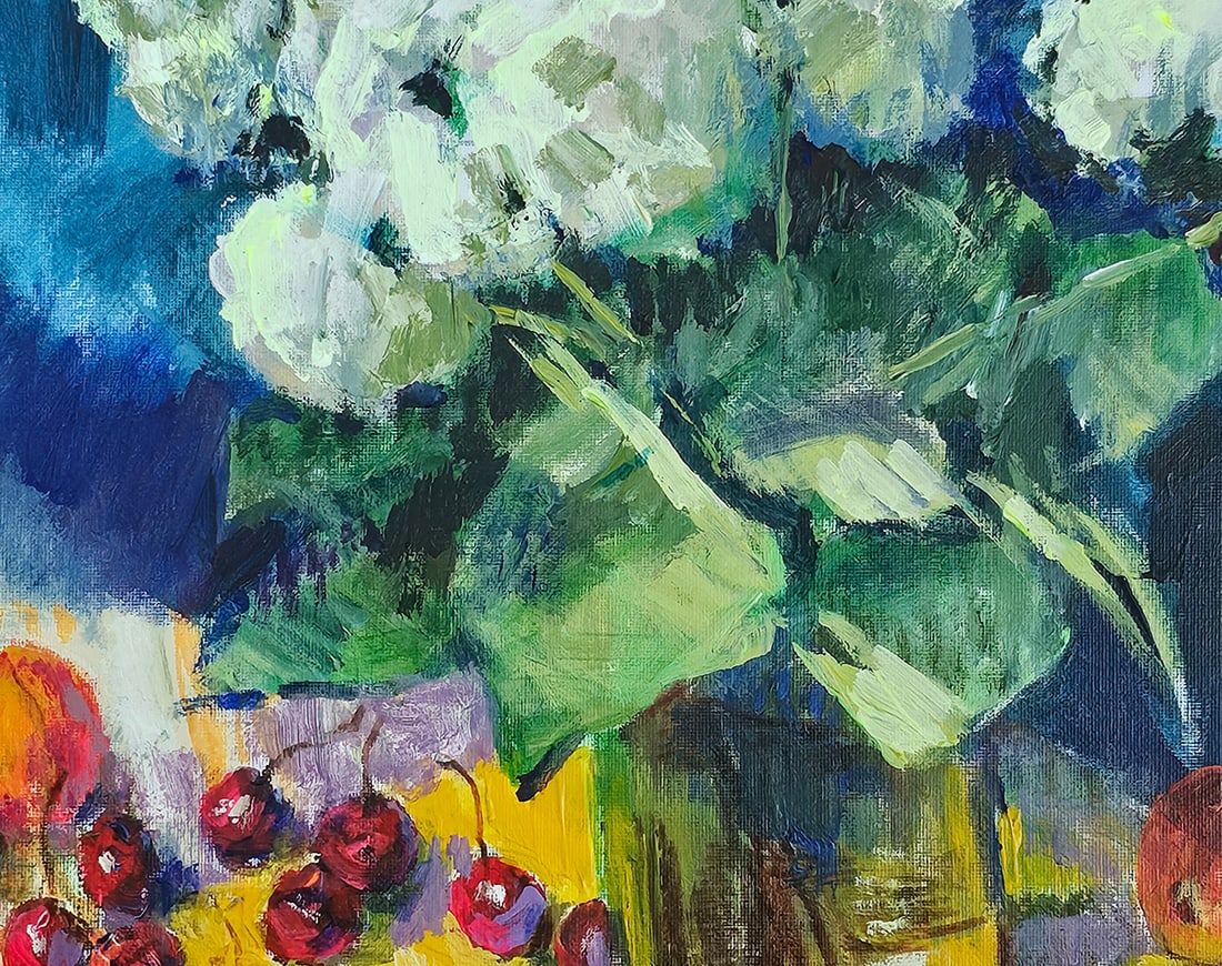 Acrylic still life hydrangea Vyacheslav Petrovich Babac - 8