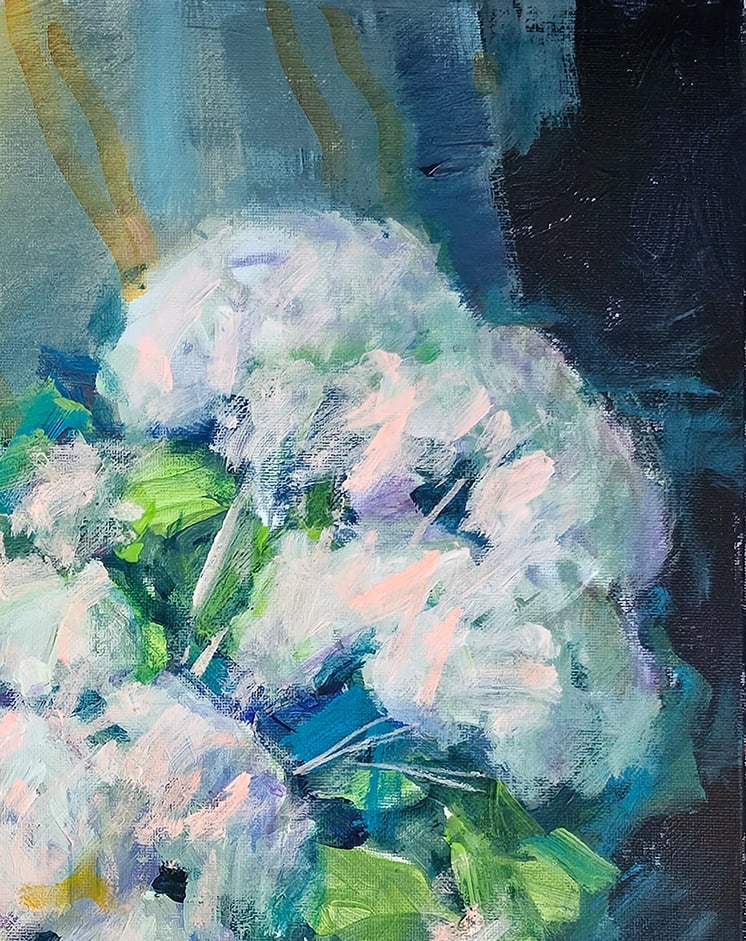 Acrylic still life white flowers Vyacheslav Petrovich Babac - 4