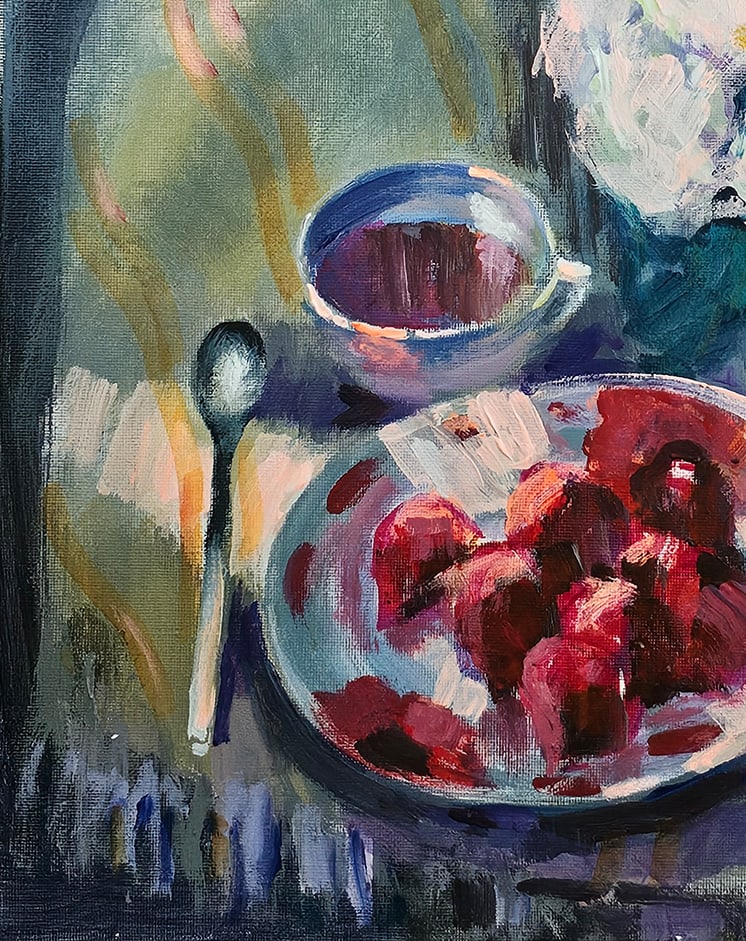 Acrylic still life white flowers Vyacheslav Petrovich Babac - 5