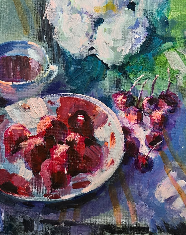 Acrylic still life white flowers Vyacheslav Petrovich Babac - 6