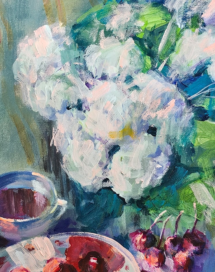 Acrylic still life white flowers Vyacheslav Petrovich Babac - 8