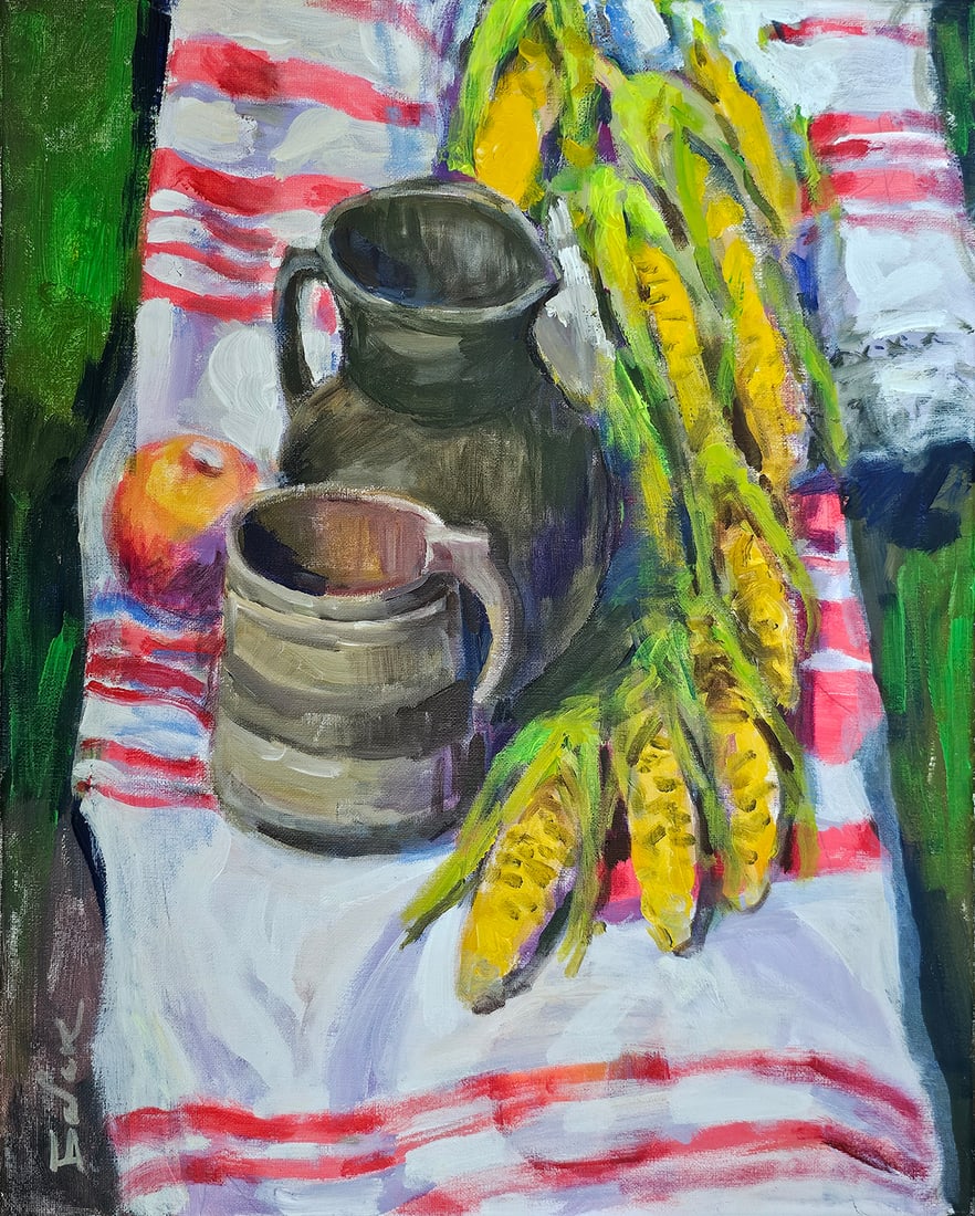 Acrylic still life corn Vyacheslav Petrovich Babac (1 of 9)