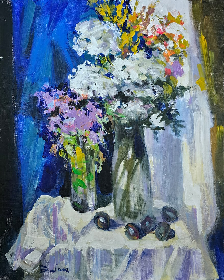 Acrylic still life field flowers Vyacheslav Petrovich Babac (1 of 9)