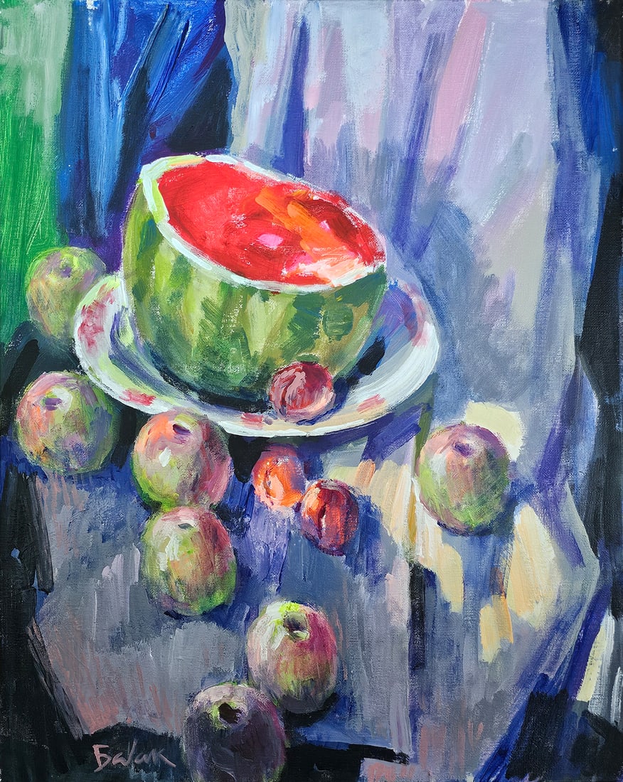 Acrylic still life watermelon Vyacheslav Petrovich Babac (1 of 9)