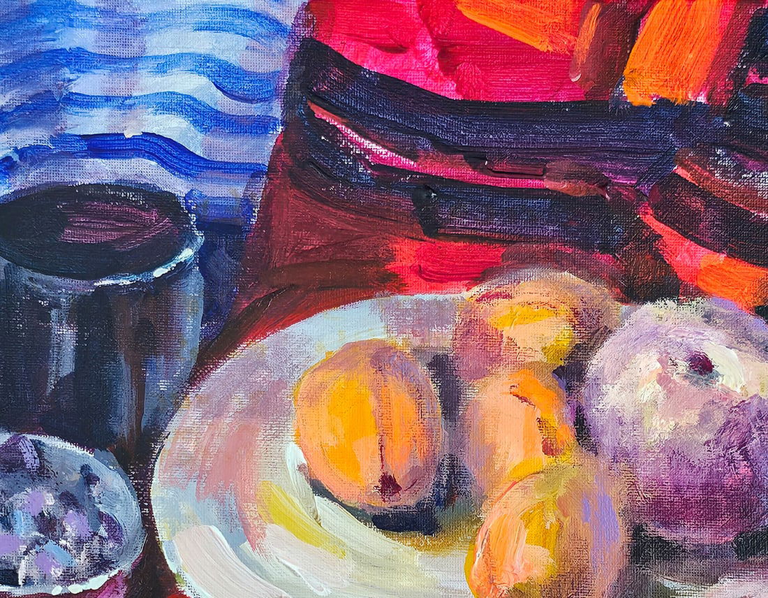 Acrylic still life peaches Vyacheslav Petrovich Babac - 3