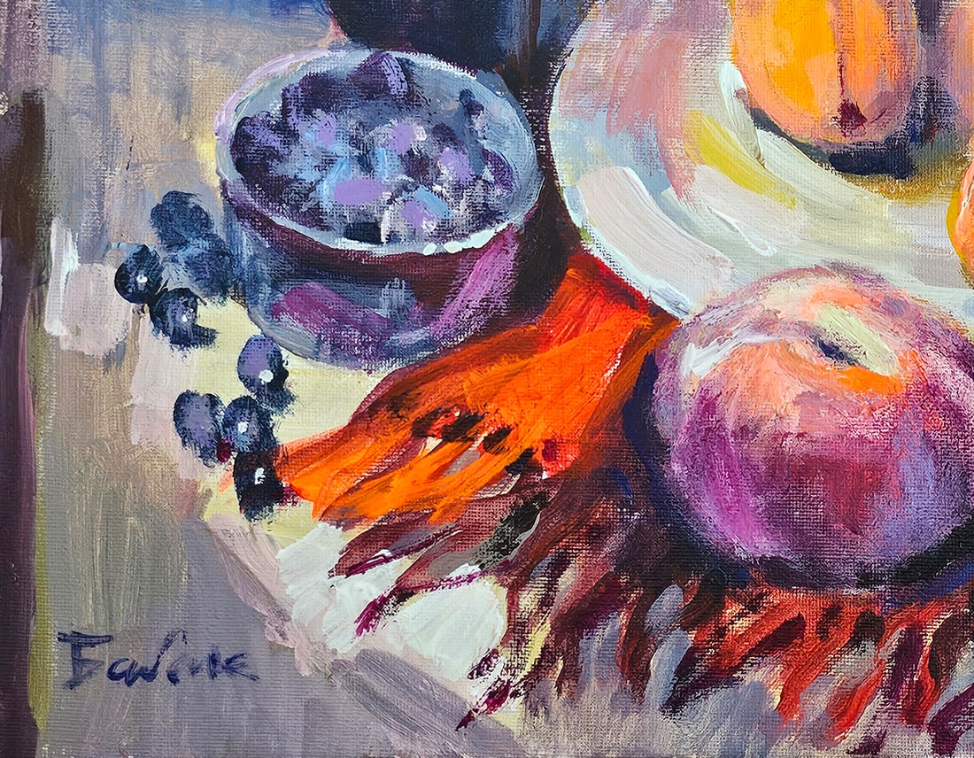 Acrylic still life peaches Vyacheslav Petrovich Babac - 5