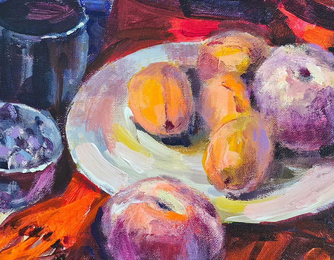 Acrylic still life peaches Vyacheslav Petrovich Babac - 8