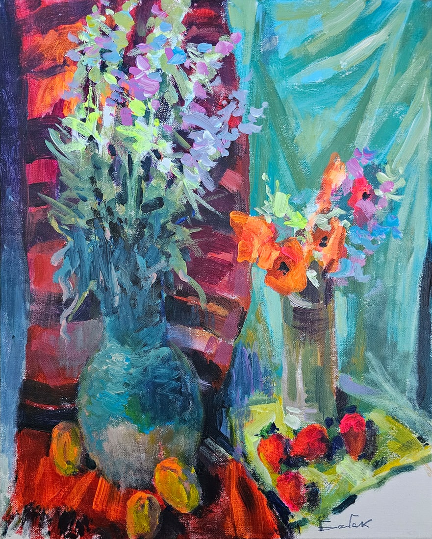 Acrylic still life flowers Vyacheslav Petrovich Babac (1 of 9)