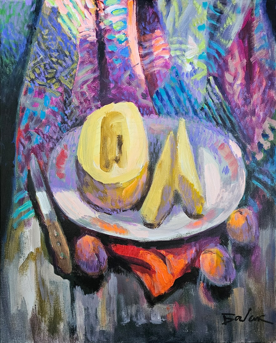 Acrylic still life melon Vyacheslav Petrovich Babac (1 of 9)