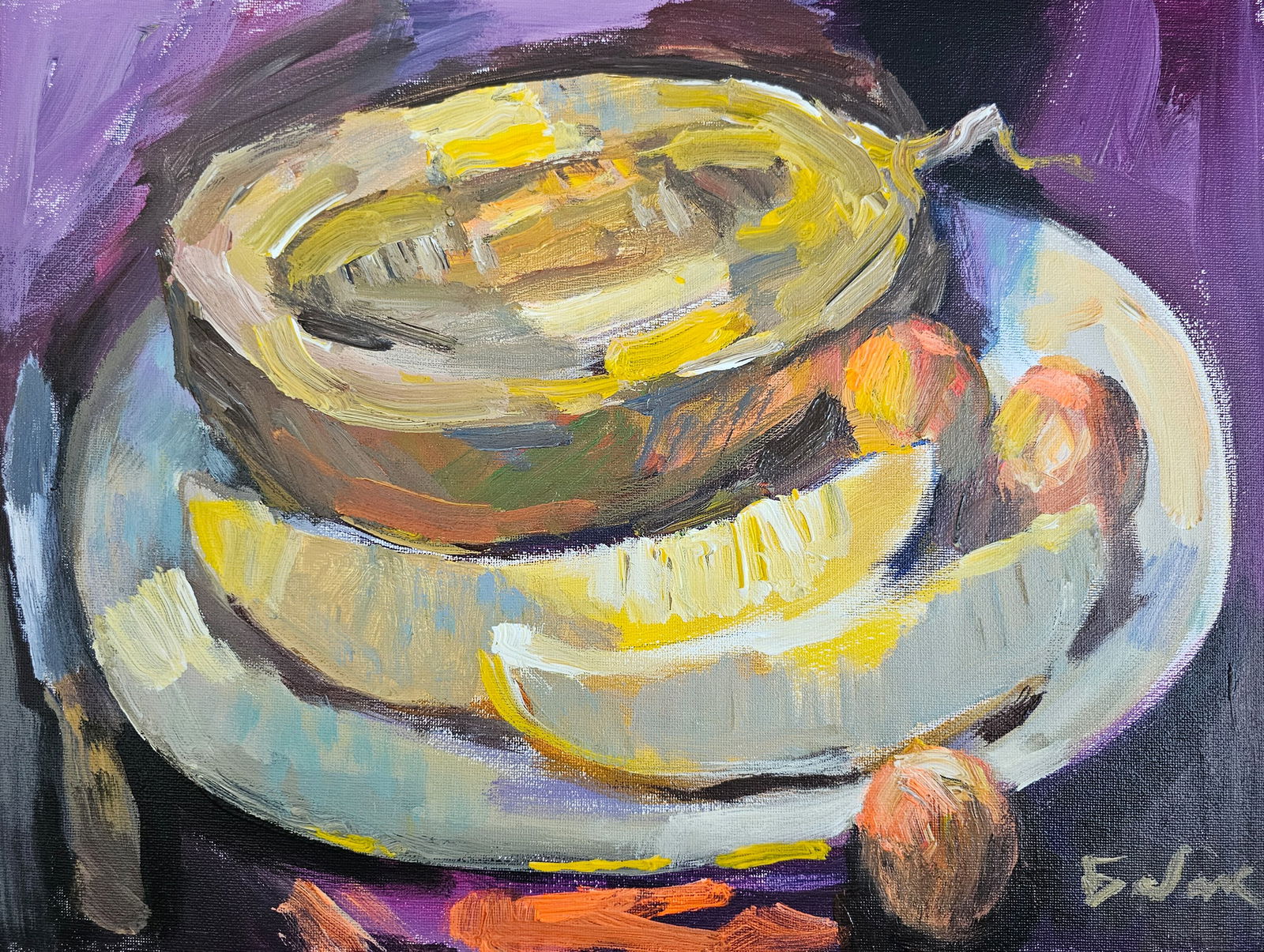 Acrylic still life melon Vyacheslav Petrovich Babac (1 of 9)