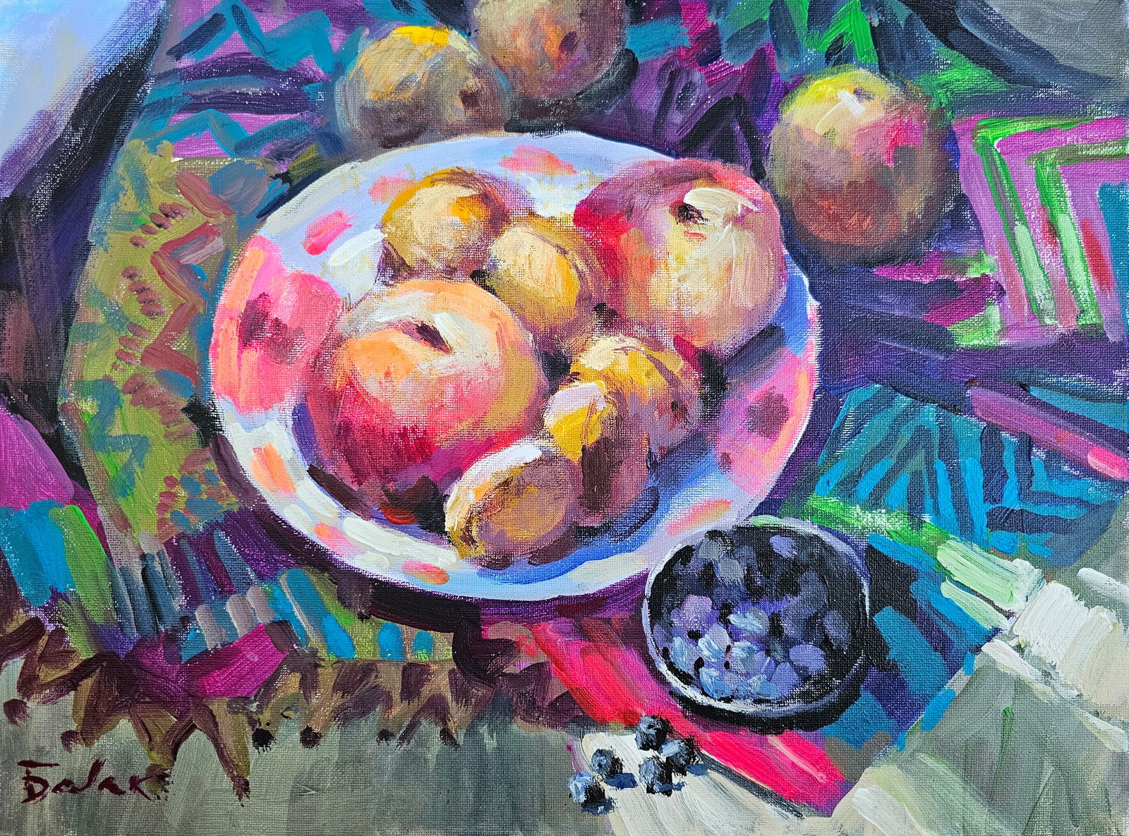 Acrylic still life fuits Vyacheslav Petrovich Babac: Title: Acrylic still life fuits Vyacheslav Petrovich Babac Description: 538BA Painter: Vyacheslav Petrovick Babac Size: 40x30 cm/ 15.74x11.81 inches Components: Acrylic, canvas Original painting from