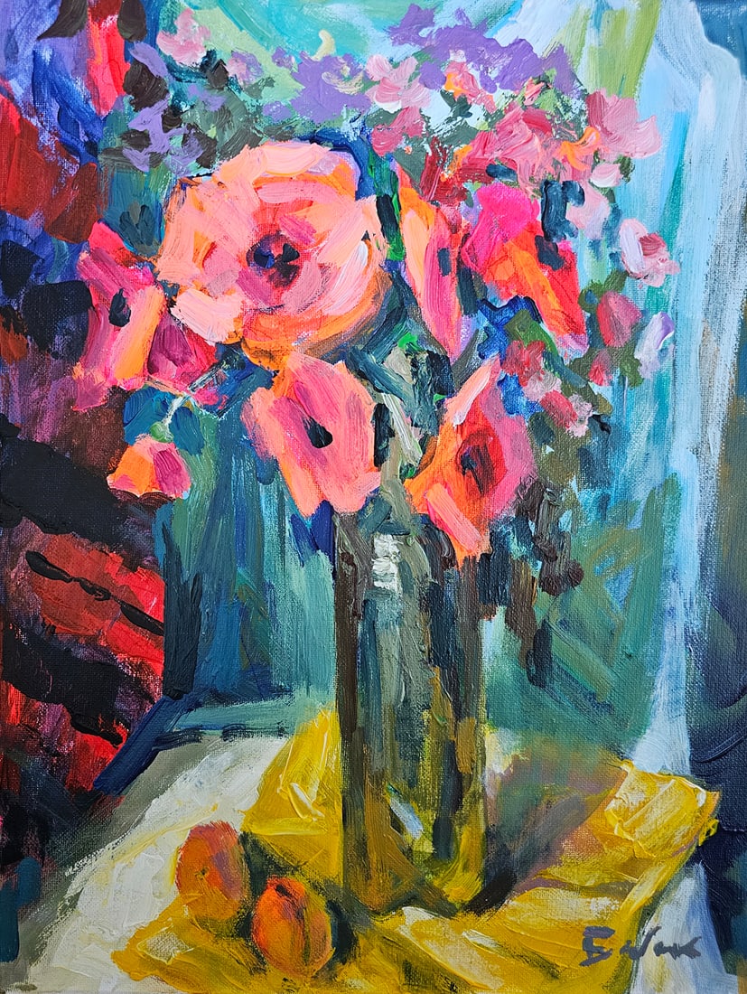 Acrylic still life poppies Vyacheslav Petrovich Babac (1 of 9)