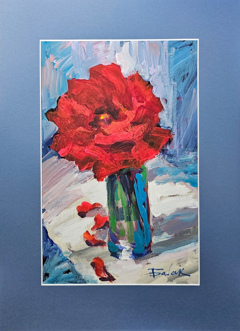 Acrylic still life rose Vyacheslav Petrovich Babac: Title: Acrylic still life rose Vyacheslav Petrovich Babac Description: 554BA Painter: Vyacheslav Petrovick Babac Size: 20x30 cm/ 7.87x11.81 inches Components: Acrylic, canvas Original painting from ou