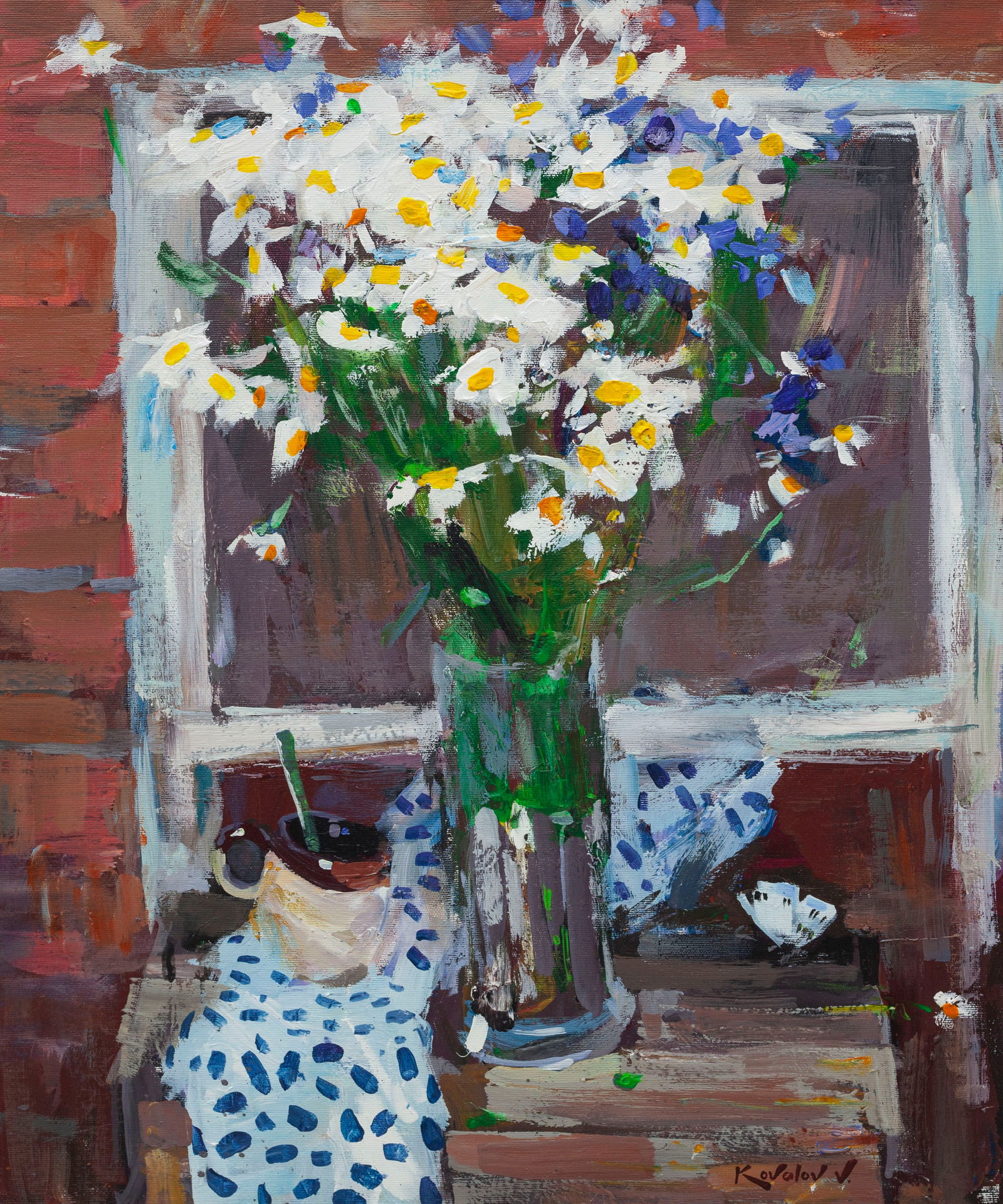 Oil painting Chamomile Ukrainian Artist: Title: Oil painting Chamomile Ukrainian Artist Description: 17KV Painter: Kovaliov V. Size: 60x50 cm/23.6x19.7 inches Components: acrylic, canvas Original painting from our collection ERA: 2020 Short