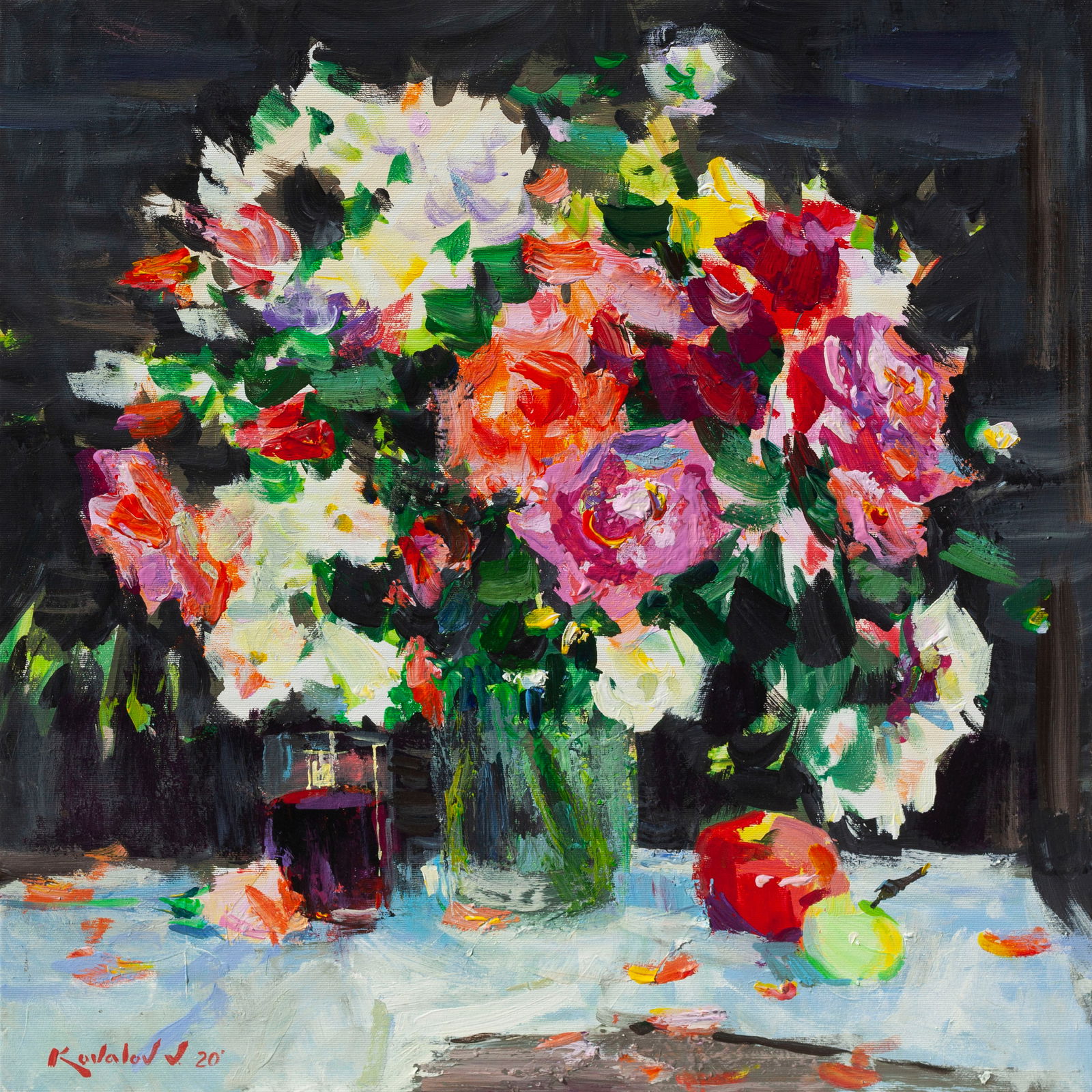 Oil painting Rose Ukrainian Artist (1 of 2)