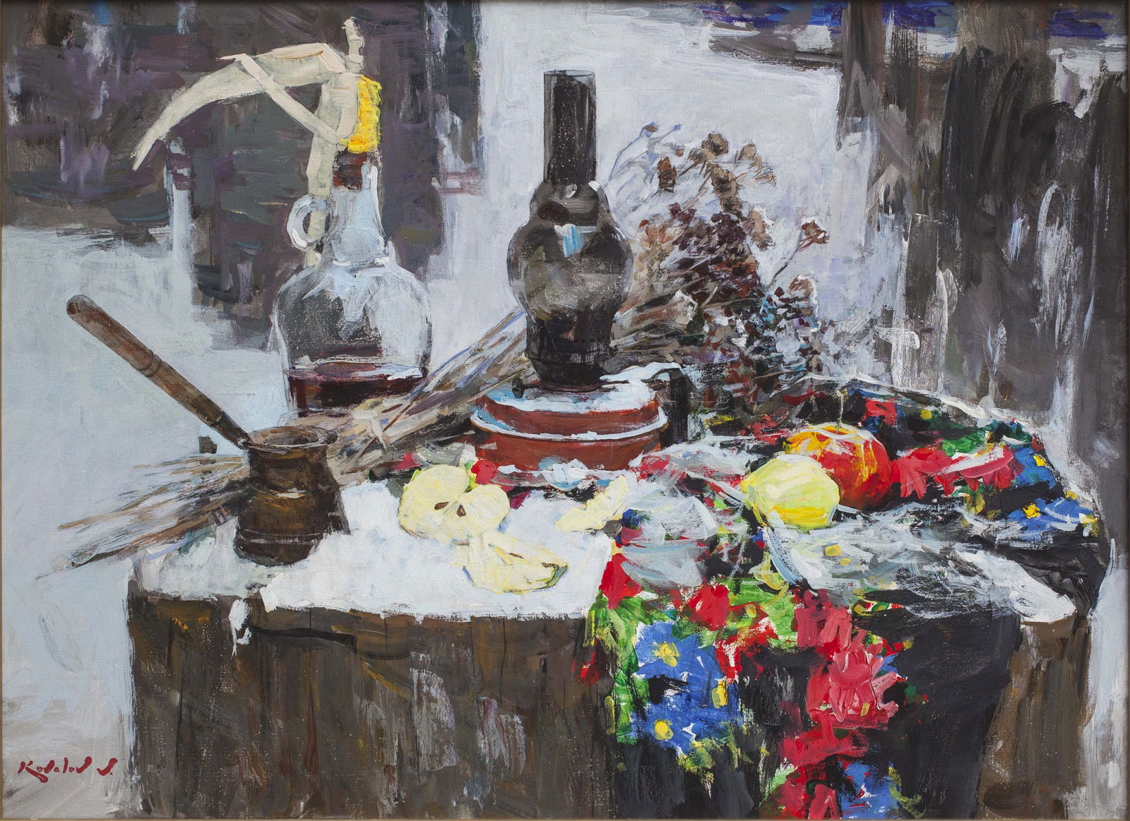 Oil painting Winter still life Ukrainian Artist: Title: Oil painting Winter still life Ukrainian Artist Description: 78KV Painter: Kovaliov V. Size: 60x80 cm/23.6x31.5 inches Components: oil, canvas Original painting from our collection ERA: 2018 Sh