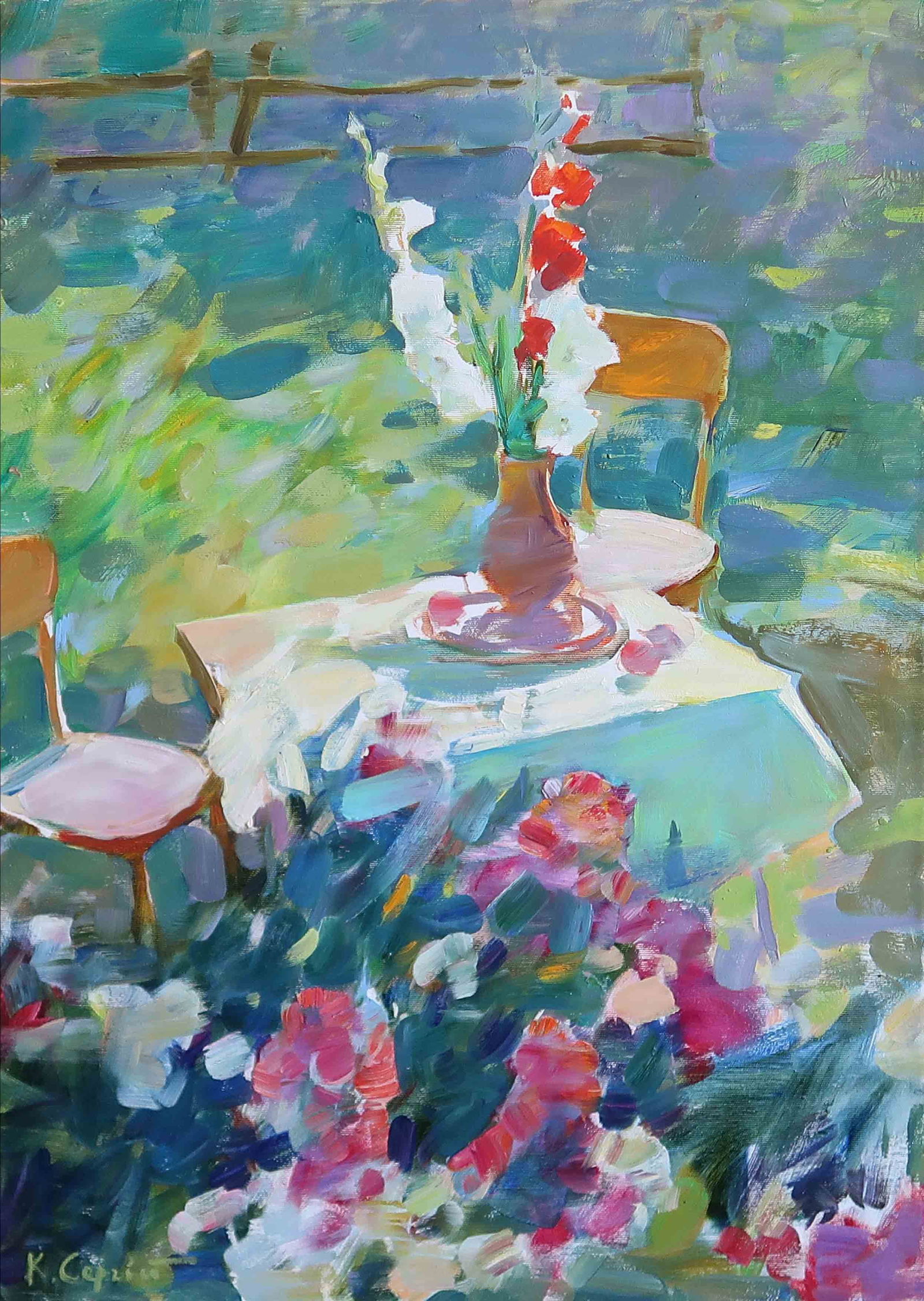 Oil painting Gladiolus Serg Kovalenko: Title: Oil painting Gladiolus Serg Kovalenko Description: 56SK Painter: Serg Kovalenko Size: 50x70 cm/19.7x27.6 inches Components: oil, canvas Original painting CONDITION: excellent ERA: modern