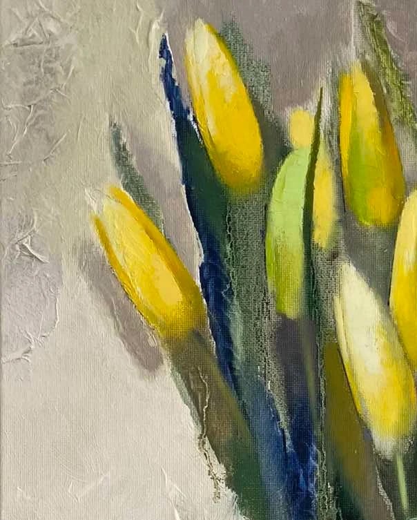 Abstract Oil painting Lemon tulips Oksana Kyrylenko - 11