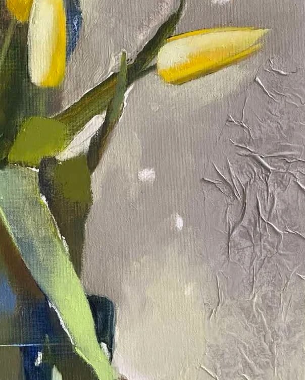 Abstract Oil painting Lemon tulips Oksana Kyrylenko - 6