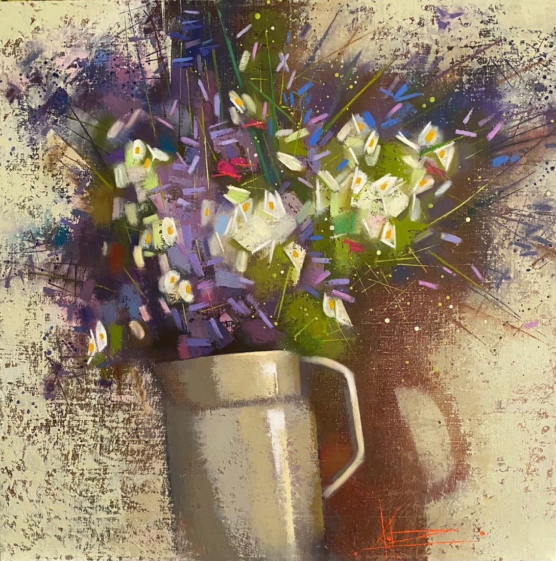 Abstract Oil painting Summer romance Oksana Kyrylenko: Title: Abstract Oil painting Summer romance Oksana Kyrylenko Description: 120KOR Painter: Oksana Kyrylenko Size: 60x60 cm/23.6x23.6 inches Components: oil, canvas Original painting ERA: 2023 Oksana Iv