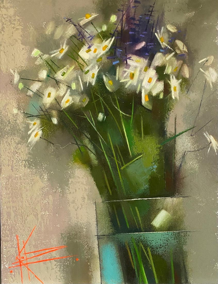 Abstract Oil painting Lavender-chamomile Oksana Kyrylenko: Title: Abstract Oil painting Lavender-chamomile Oksana Kyrylenko Description: 140KOR Painter: Oksana Kyrylenko Size: 45x35 cm/17,71x13,78 inches Components: oil, canvas, Original painting from our col