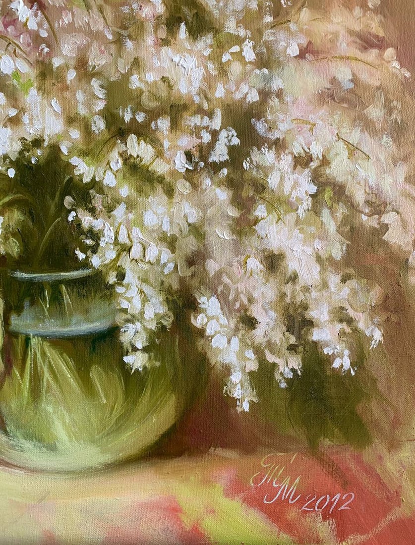 Oil painting white tulips Maria Mitrick - 4