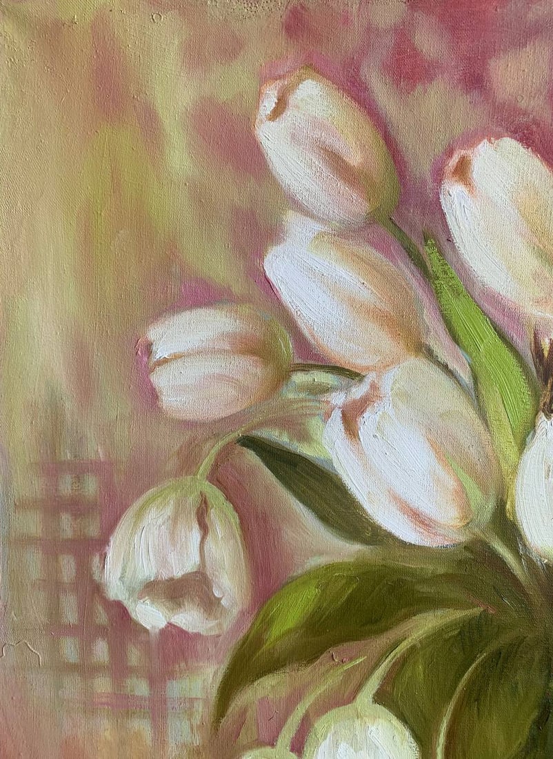 Oil painting white tulips Maria Mitrick - 5