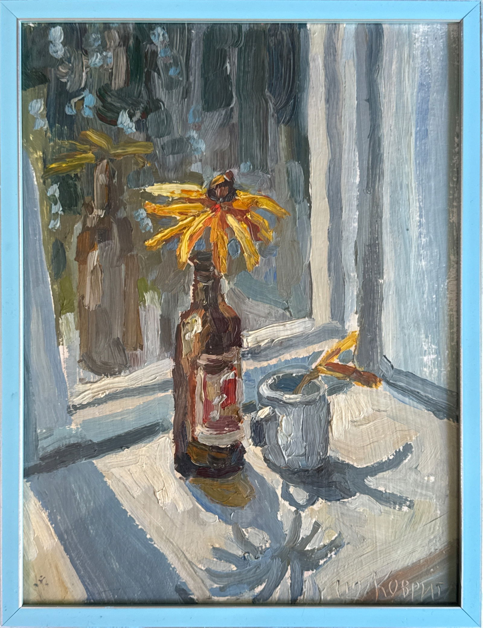 Oil painting with frame still life K. Leonid: Title: Oil painting with frame still life K. Leonid Description: 19KK Painter: K. Leonid Size: 40x30 cm/ 15.74x11.81 inches Components: oil, canvas, cardboard Original painting CONDITION: excellent ER