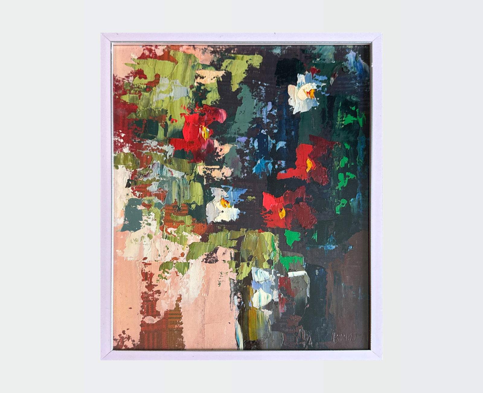 Abstract Oil painting with frame Flowers K. Leonid - 2