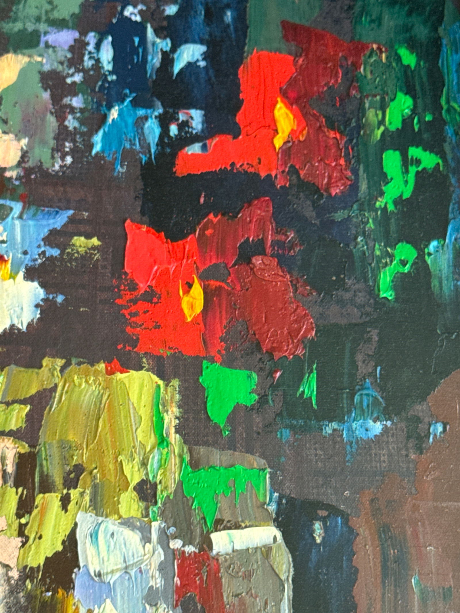 Abstract Oil painting with frame Flowers K. Leonid - 4