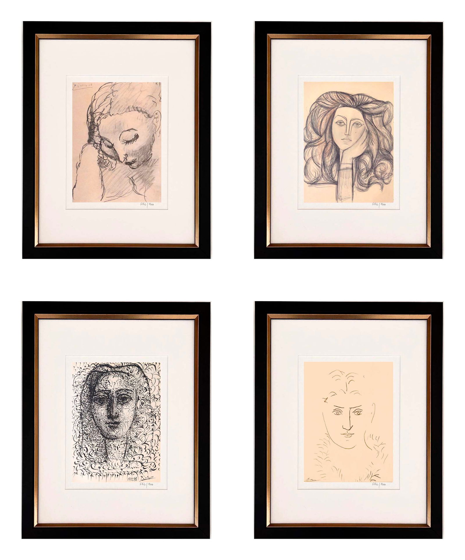Pablo Picasso Women Set of 4 Framed: Title: Pablo Picasso Women Set of 4 Framed Artist: Pablo Picasso Description: Artist: Pablo Picasso Country: Spain Title: Women, set of 4 Medium: Giclees Marks: Limited Edition numbered, not