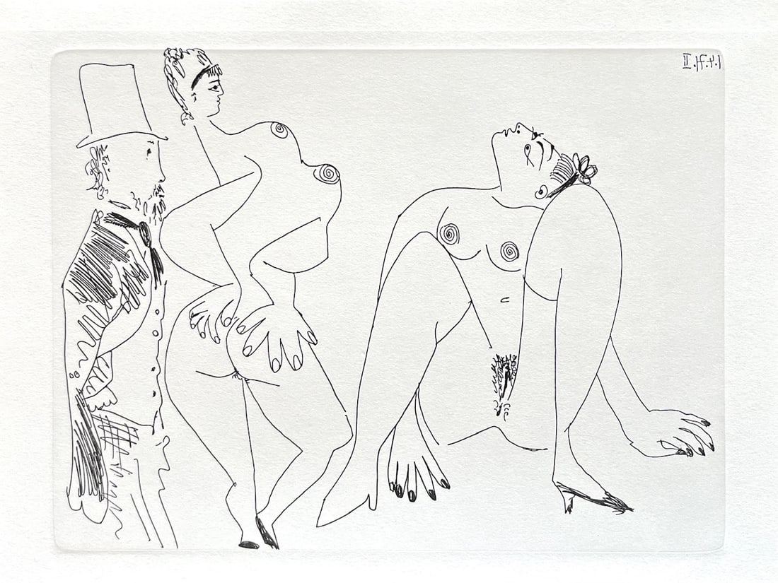 Picasso Gravure Apollinaire Les onze mille verges 8: Title: Picasso Gravure Apollinaire Les onze mille verges 8 Artist: Pablo Picasso Description: Title: Les onze mille verges 8 Artist: Pablo Picasso Country: Spain Medium: Gravure Marks: Not signed, num