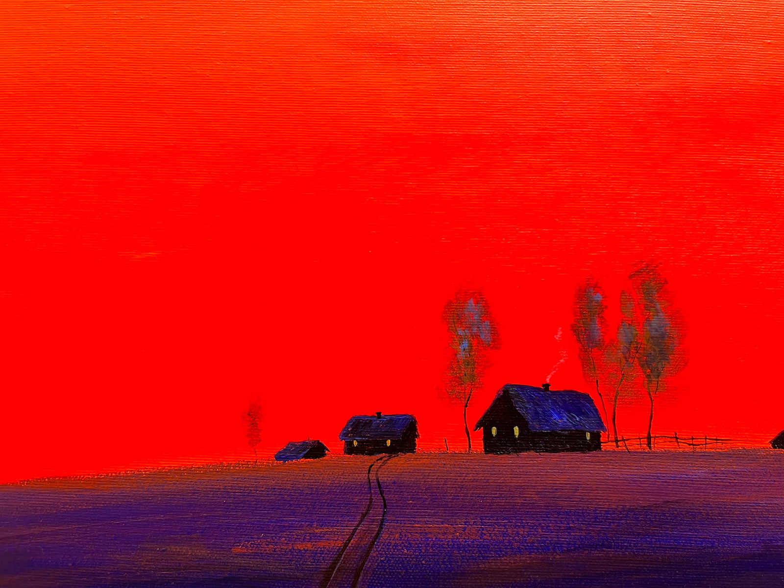 First snow in the evening - acrylic on canvas - 4