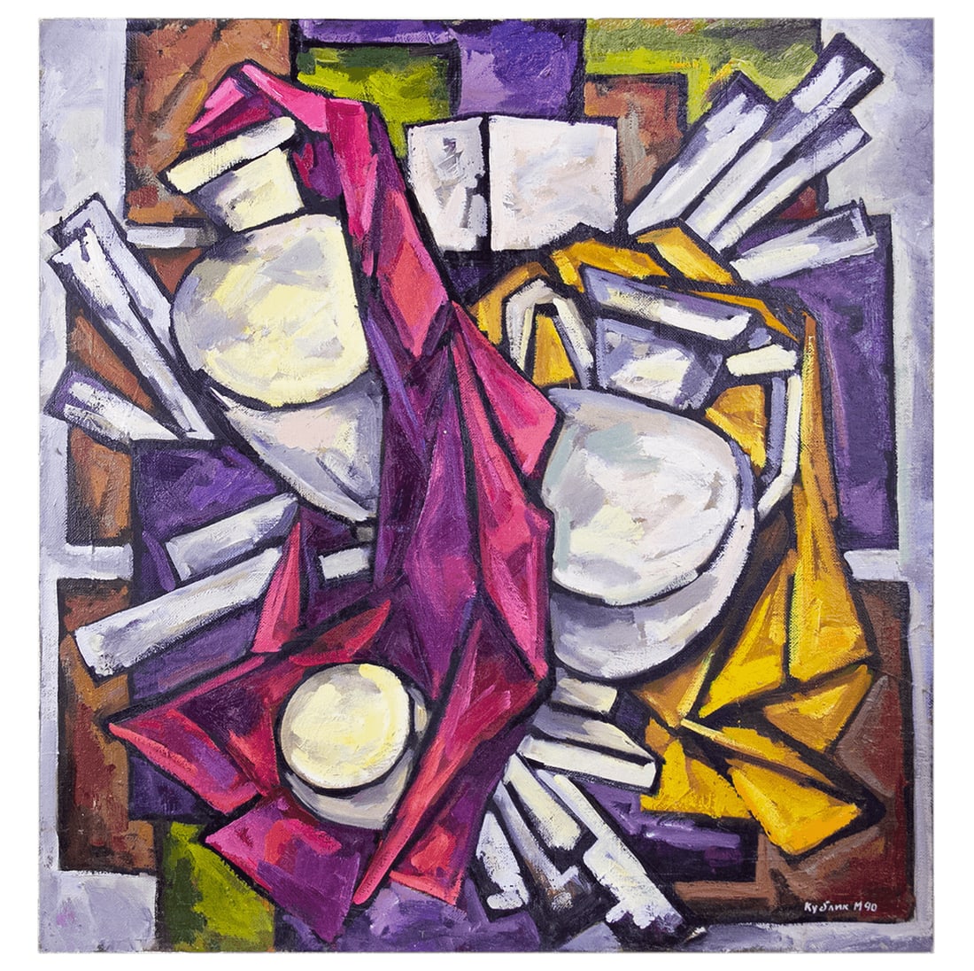 Gypsum vases - oil painting: Title: Gypsum vases - oil painting Description: Artist: Kublik Mikhail Date/Period: 1990 Materials: Oil on canvas Dimensions: 84 x 79,5 cm (33" x 31,2") Certificate of authenticity (COA) from the art