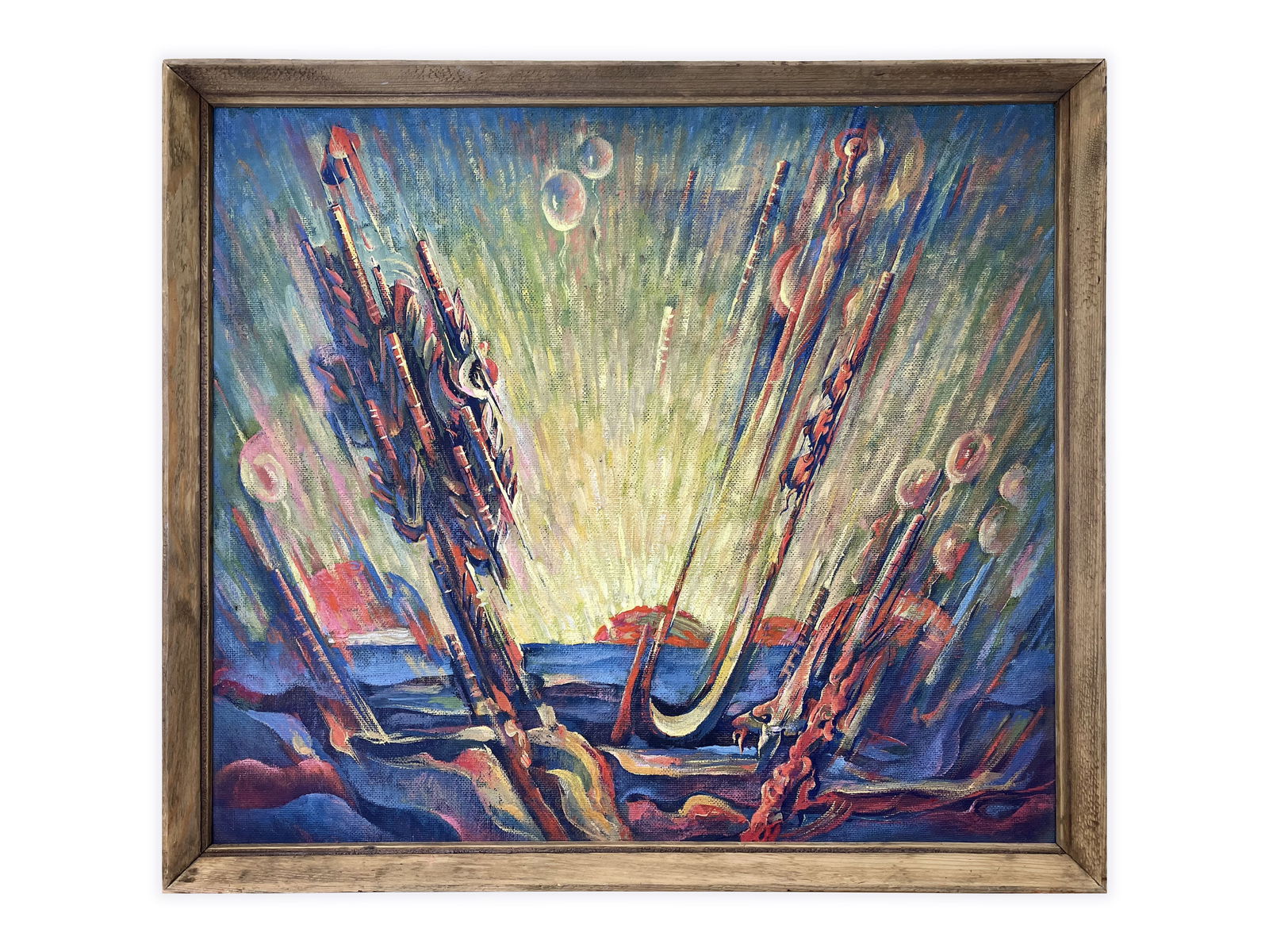 Pipes on a tree, splash - tempera on cardboard - 3