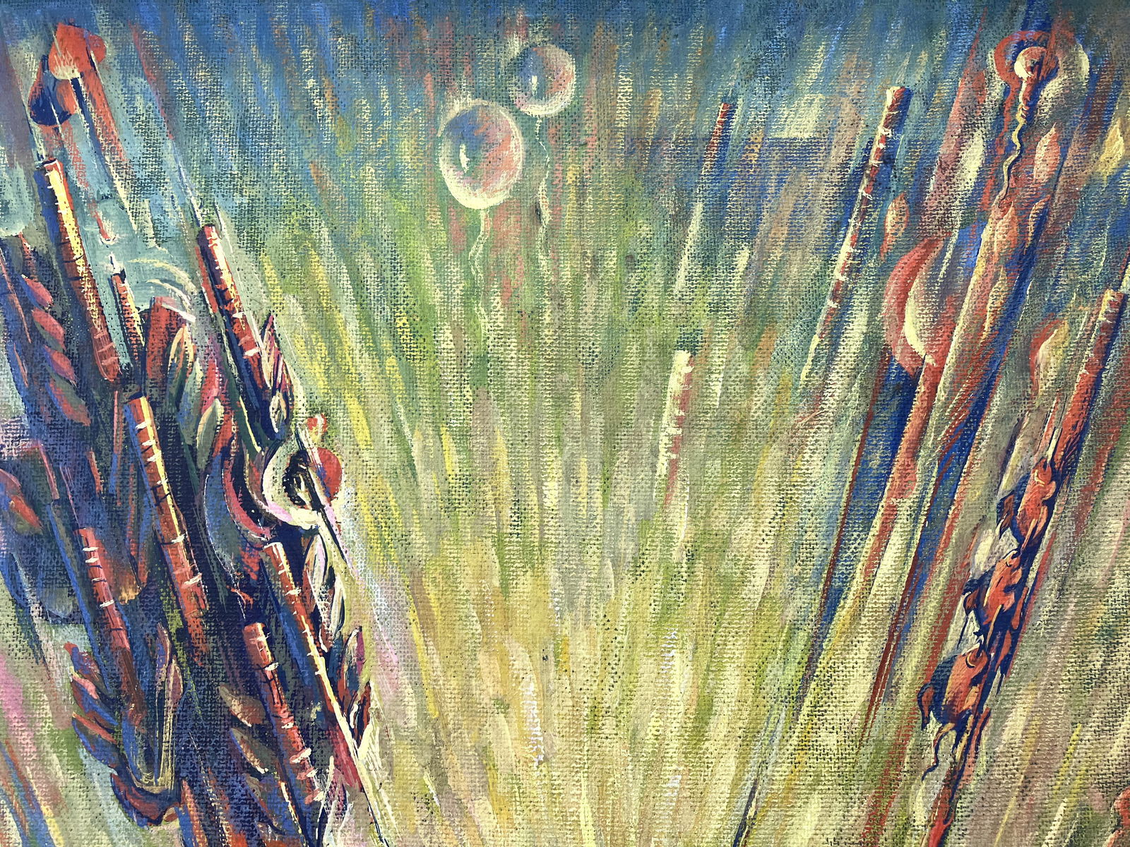 Pipes on a tree, splash - tempera on cardboard - 7