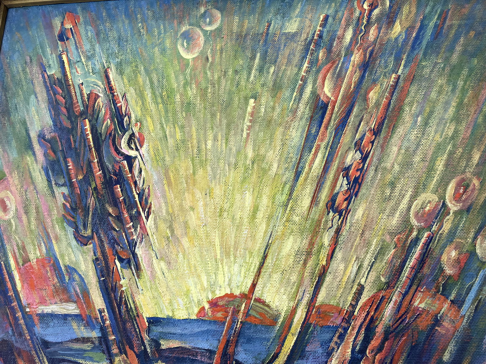 Pipes on a tree, splash - tempera on cardboard - 9