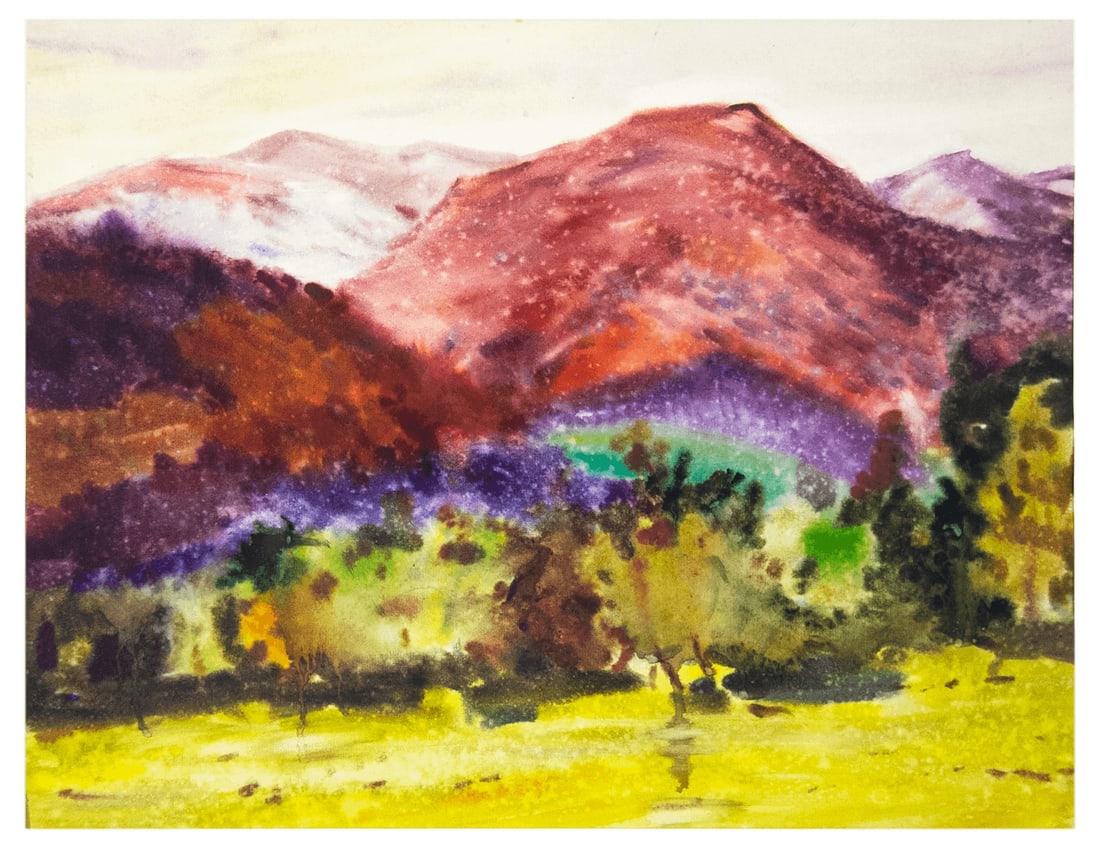 Red mountains - watercolor (1 of 4)