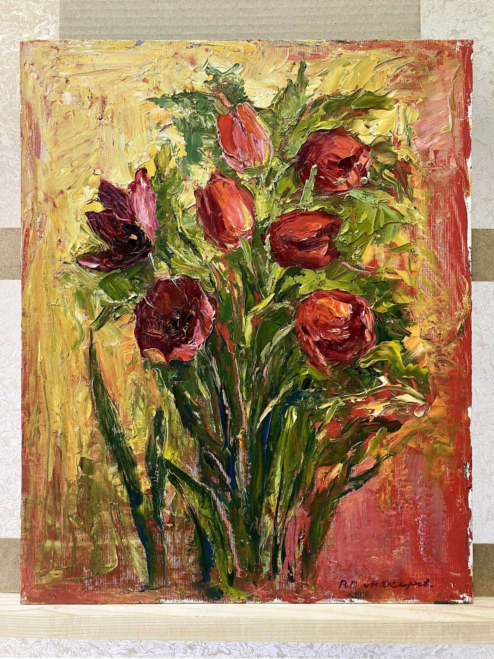 Still life with tulips - oil painting - 11