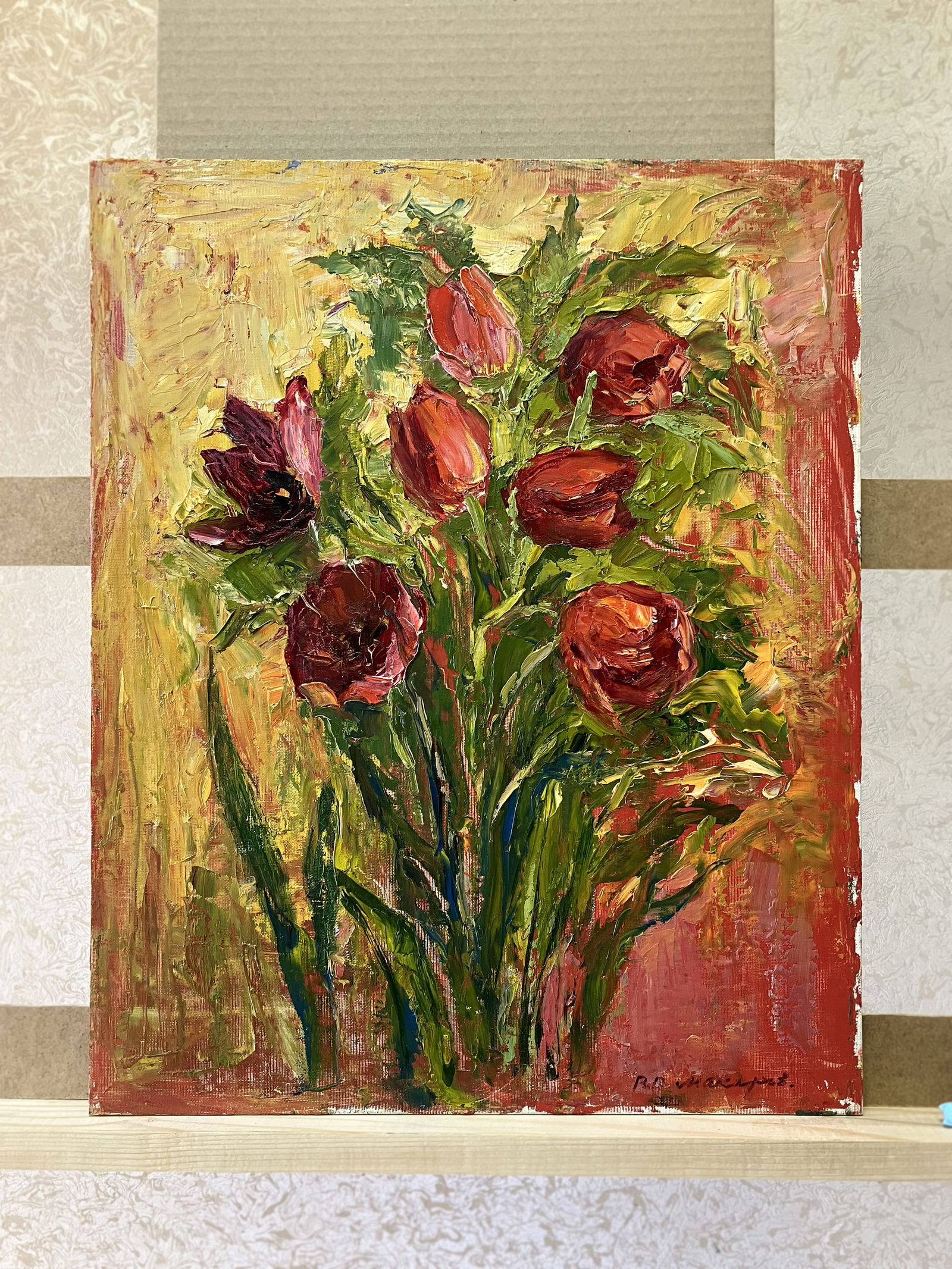 Still life with tulips - oil painting (1 of 11)