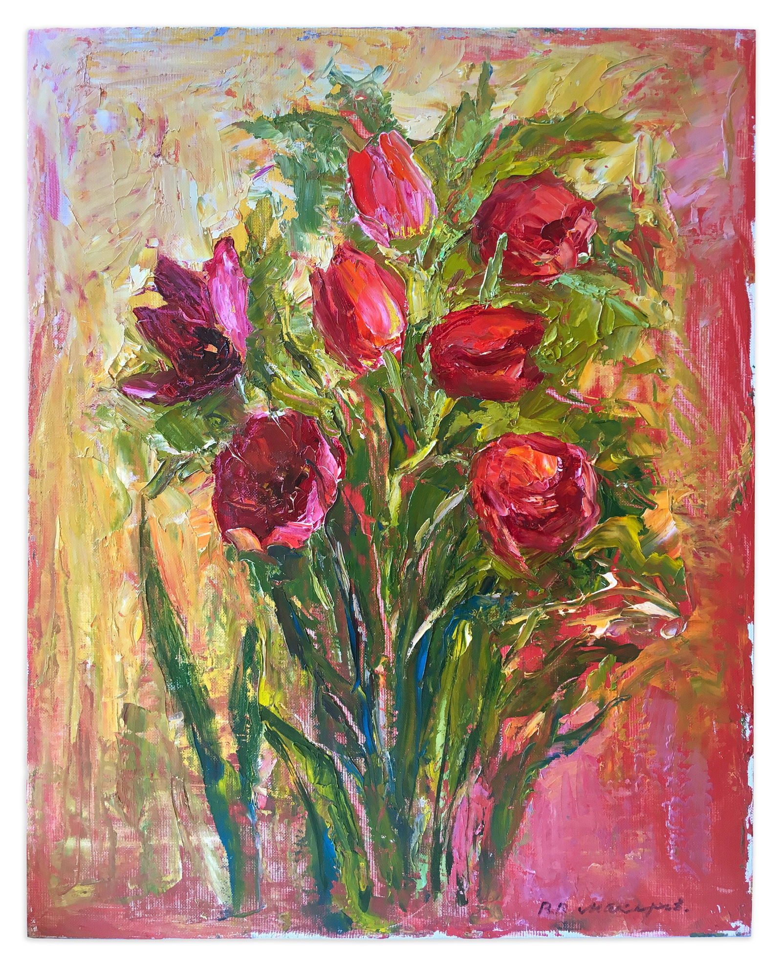 Still life with tulips - oil painting - 8