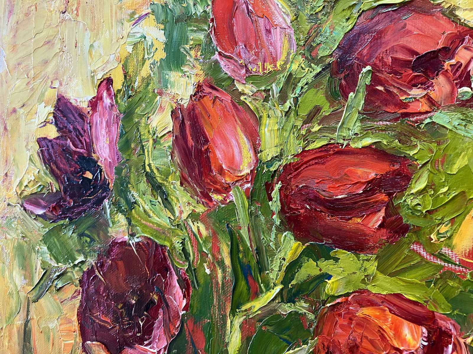 Still life with tulips - oil painting - 9