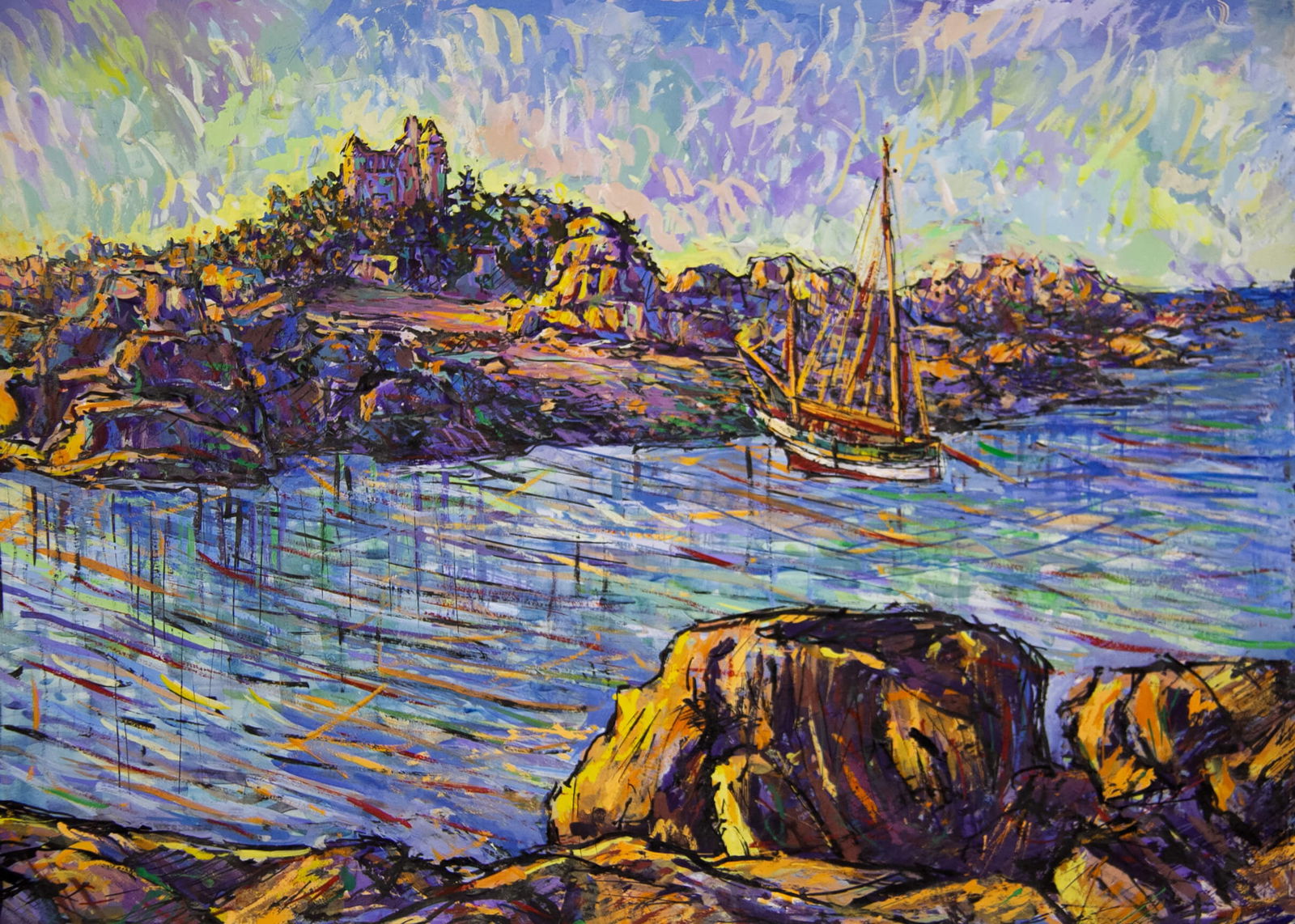 Sea landscape - watercolor (1 of 2)